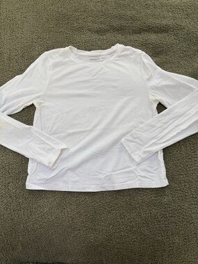 Old Navy White Girls' Long Sleeve Crew Neck Tee